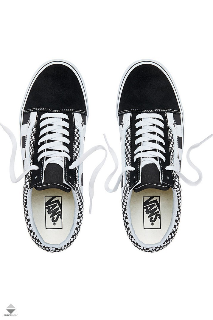 vans old skool black & white mixed checkerboard skate shoes