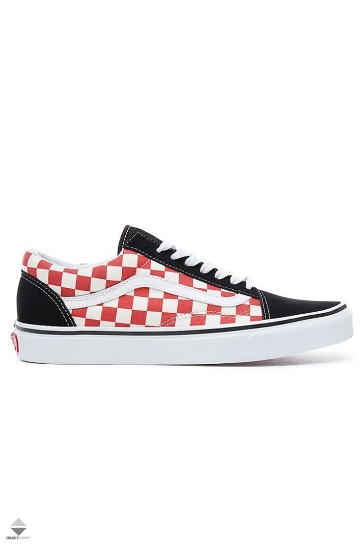 old skool red and white checkerboard vans