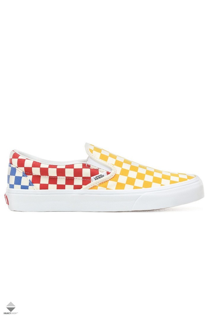 yellow red and blue checkered vans 