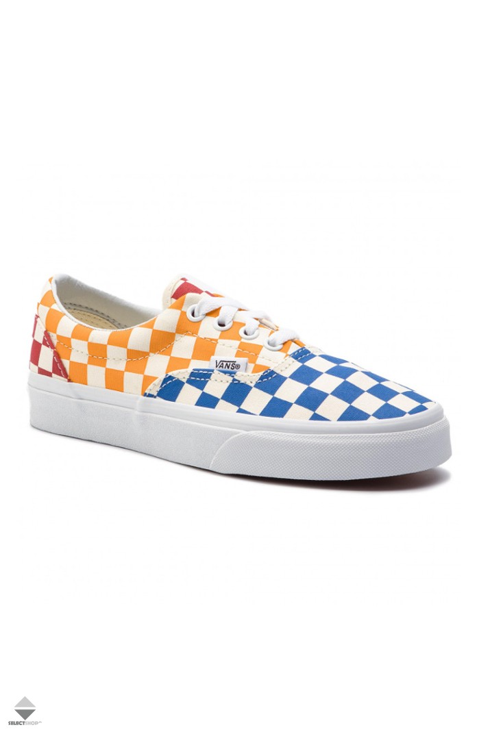 yellow and navy blue checkerboard vans