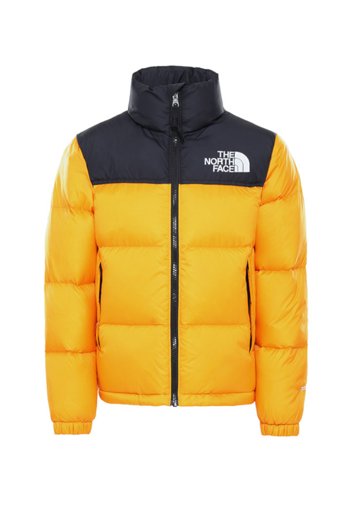 yellow and black north face coat